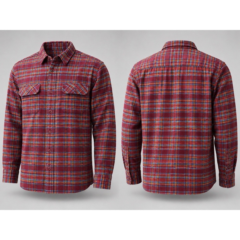 Patagonia Shirt Mens L  burgandy Plaid FJord Flannel Button lumberjack pockets